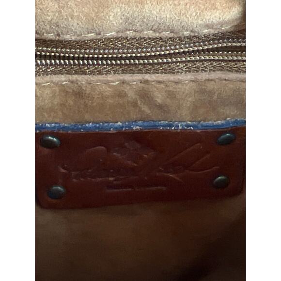 Patricia Nash Francesca Hand-Tooled, Studded Burnished Brown Crossbody Bag - Picture 8 of 14